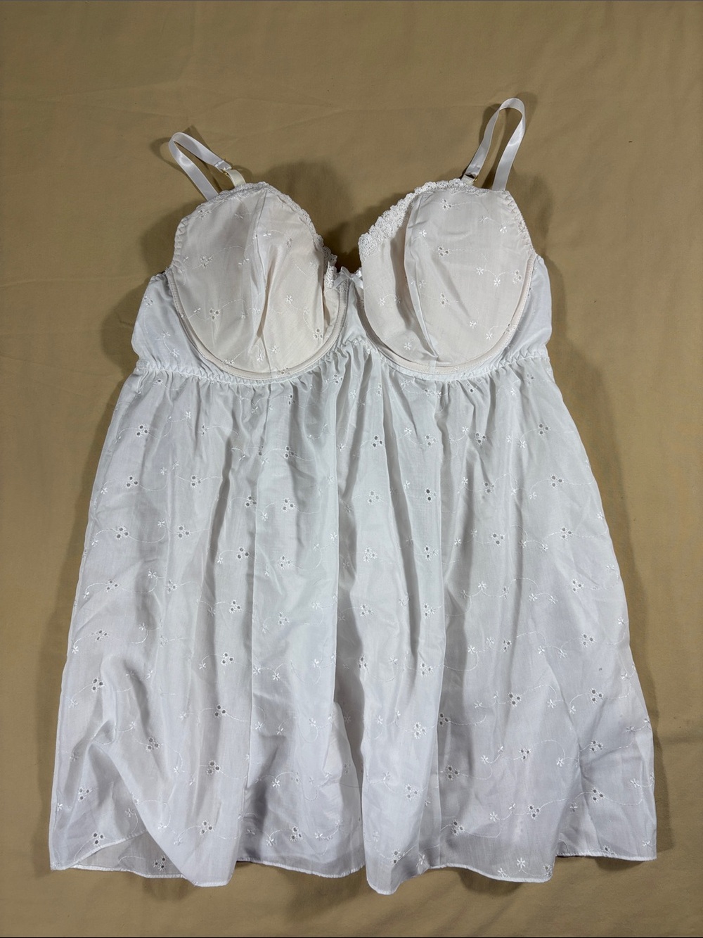 NWT Cacique Seriously Sexy White Eyelet Lace Underwire Babydoll Set 22/24 Plus